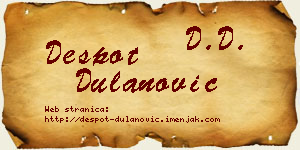 Despot Dulanović vizit kartica